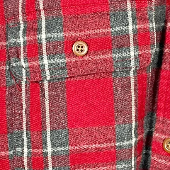 Abercrombie & Fitch 100% Cotton Red Gray Plaid Flannel Button Down Men’s XXL - Picture 7 of 15